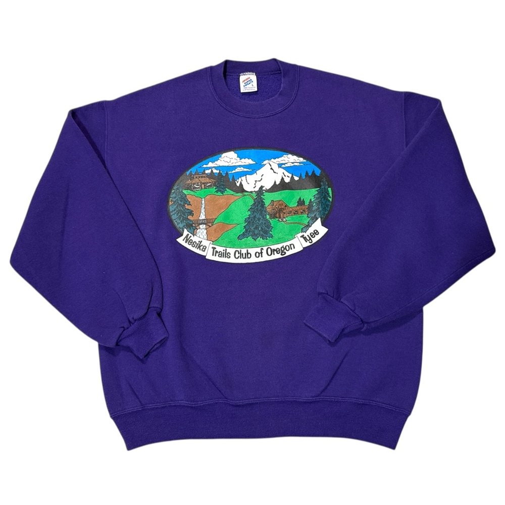 VTG 90s Jerzees Purple‎ Graphic Crewneck Sweater